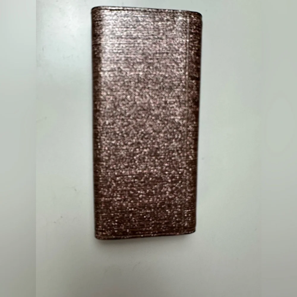 FOXER Pink‎ Cowhide Shiny Vinyl Glittery Bifold Gold Hardware Wallet *LikeNew* - Picture 11 of 16